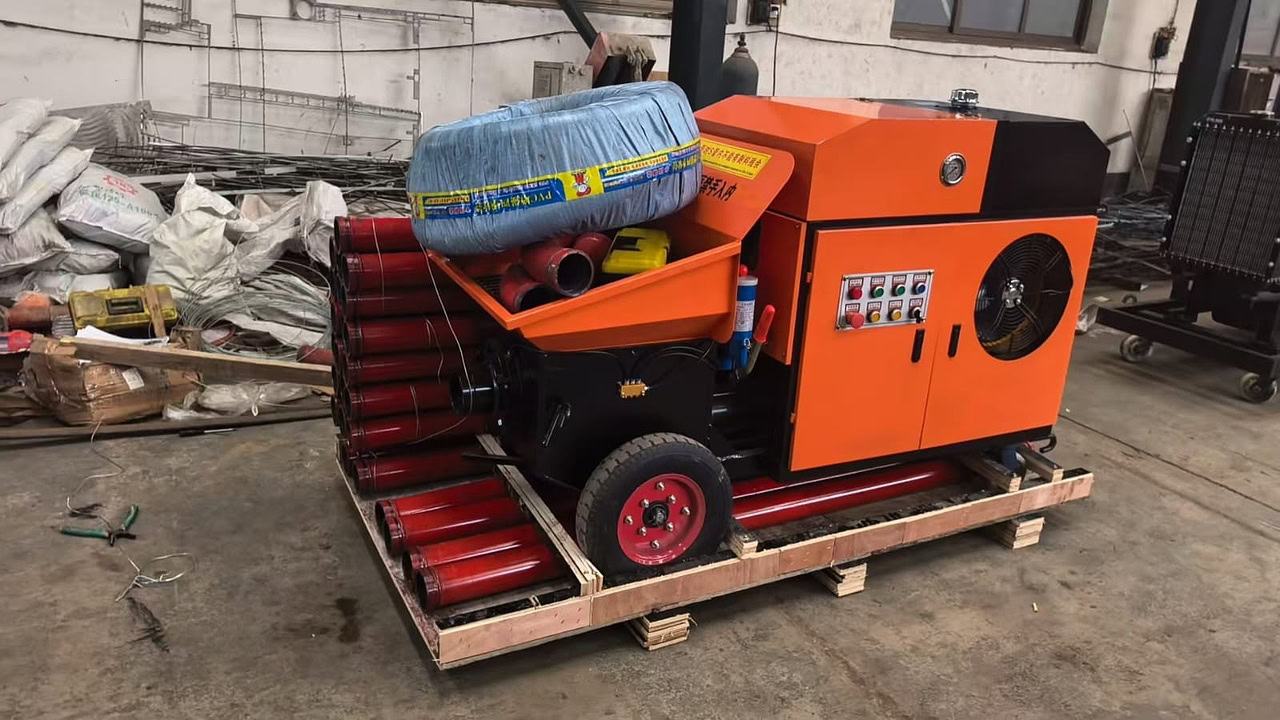 Электрлік мини-бетонасос 8–10 м3/сағ, 50 м дейінгі бетоноводтар жинағымен Электрлік мини-бетонасос 8–10 м3/сағ, 50 м дейінгі бетоноводтар жинағымен